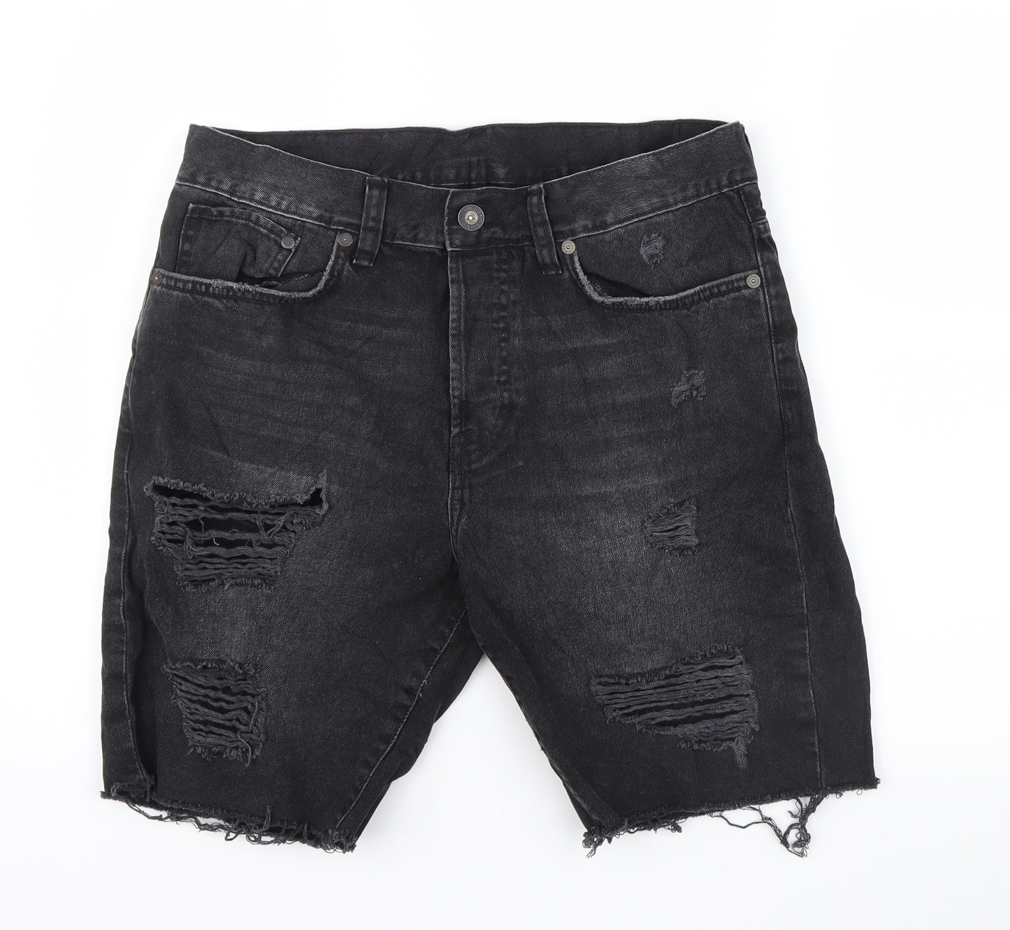 &Denim Mens Black  Denim Bermuda Shorts Size 32 in