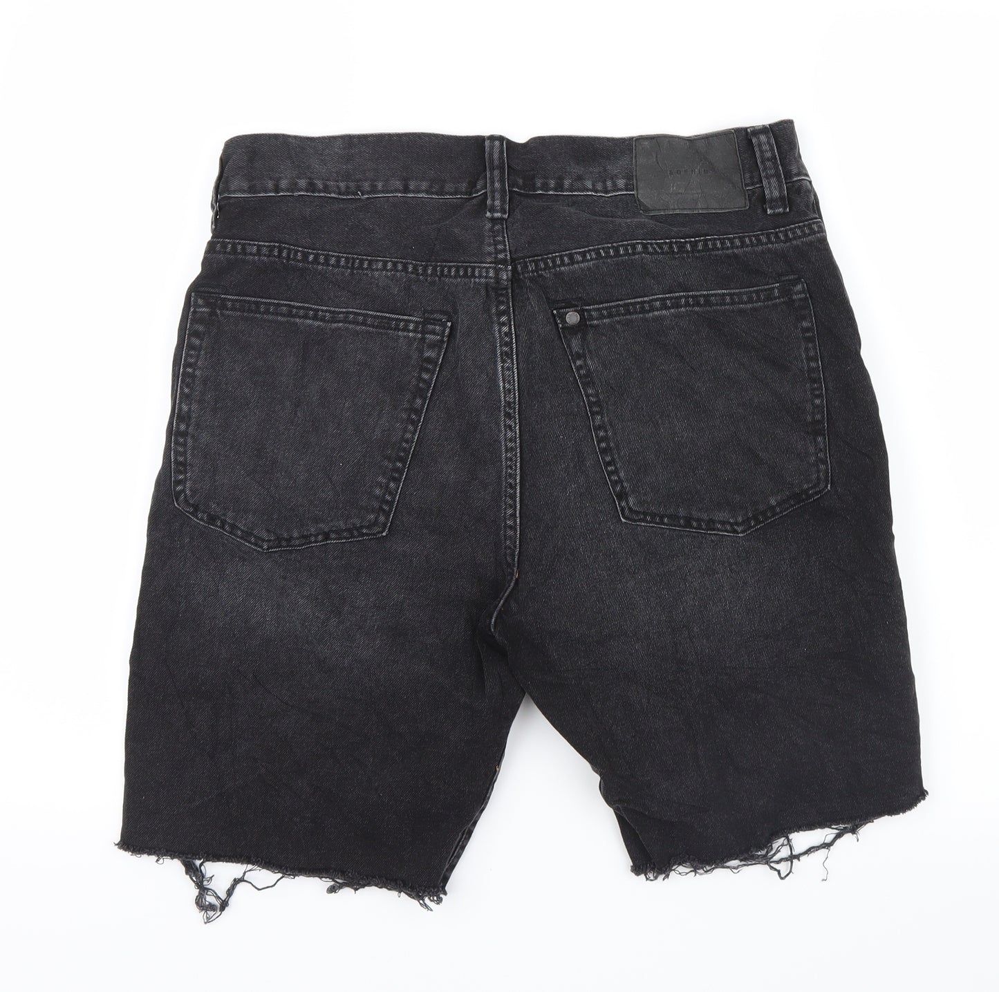 &Denim Mens Black  Denim Bermuda Shorts Size 32 in