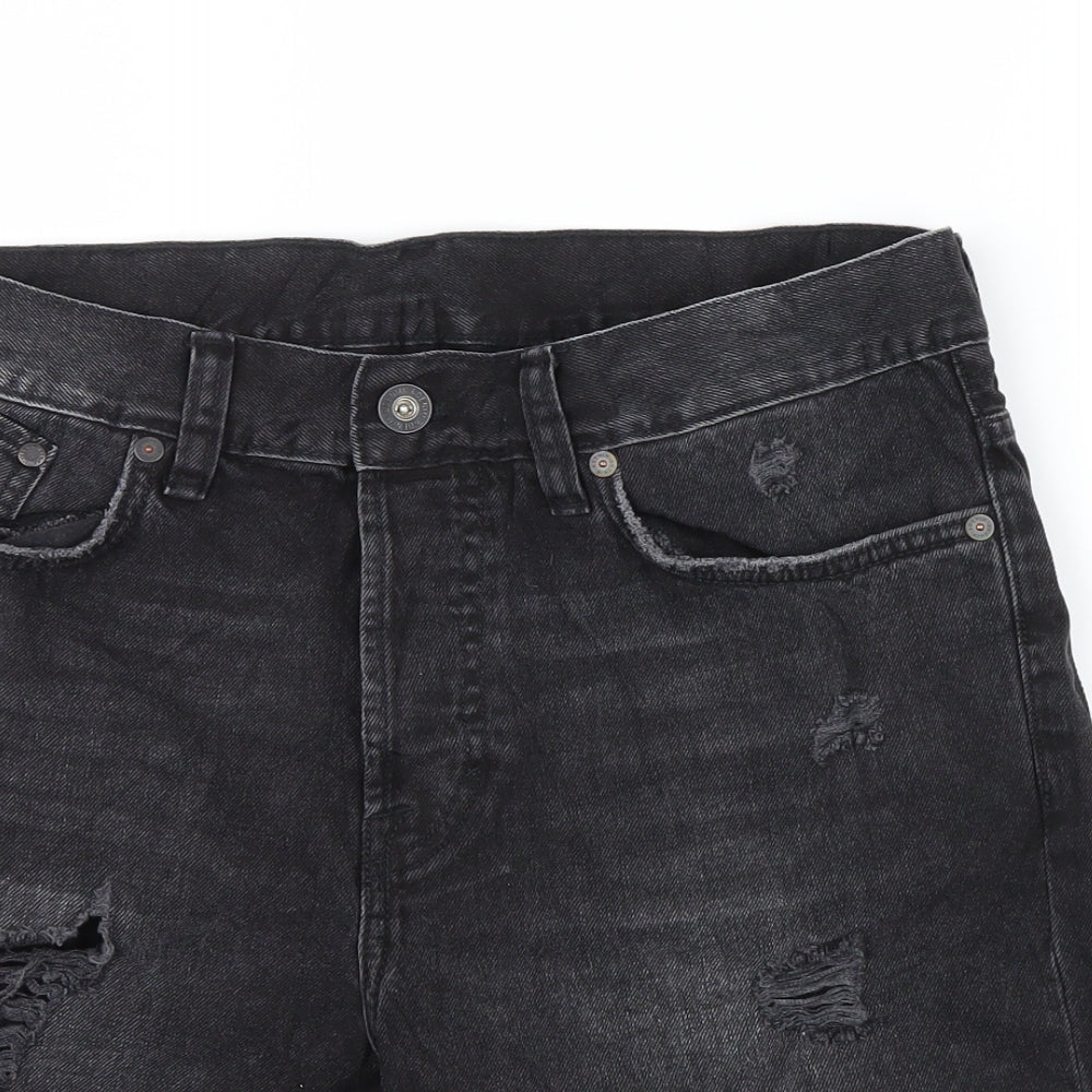 &Denim Mens Black  Denim Bermuda Shorts Size 32 in