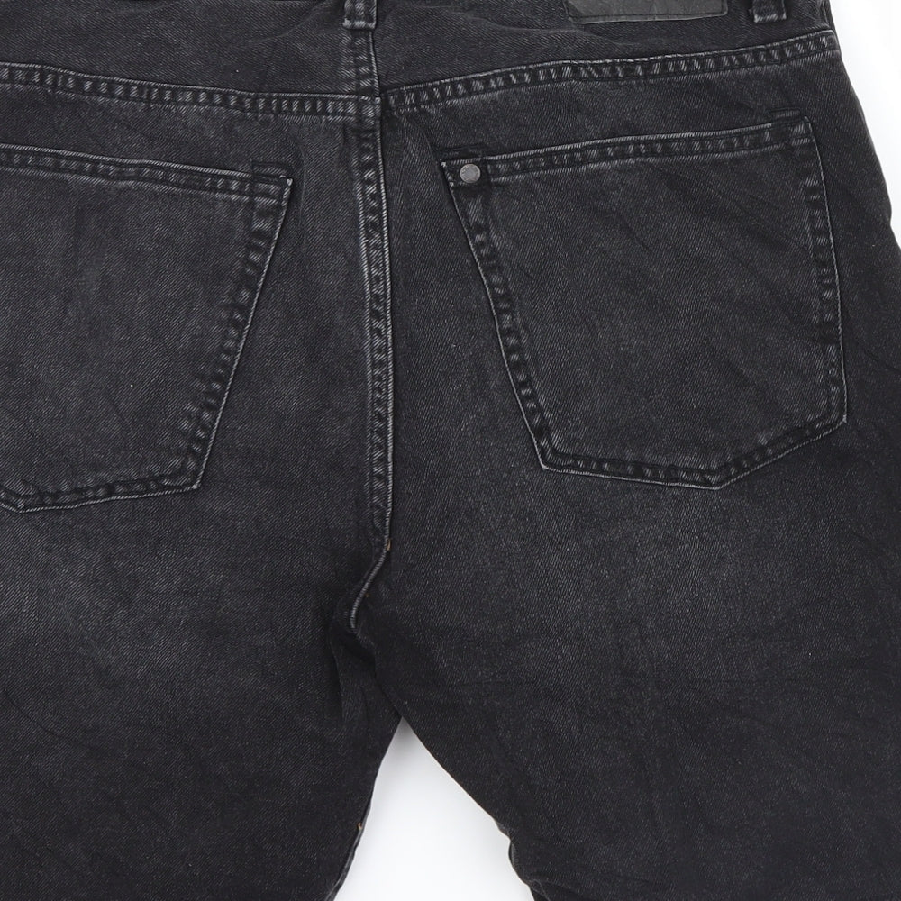 &Denim Mens Black  Denim Bermuda Shorts Size 32 in