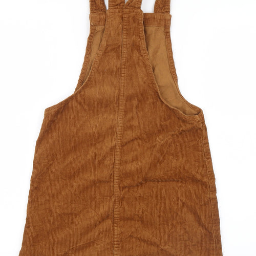 Denim Co. Womens Brown  Velvet Pinafore/Dungaree Dress  Size 4