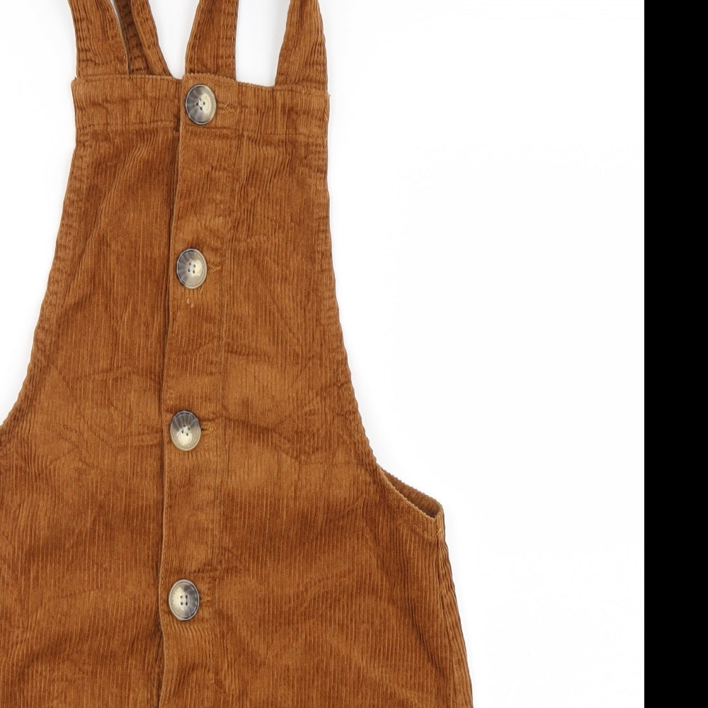 Denim Co. Womens Brown  Velvet Pinafore/Dungaree Dress  Size 4