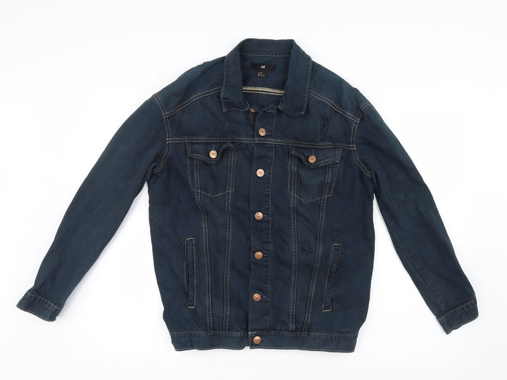H&M Womens Blue  Denim Jacket  Size 10  - Ripped