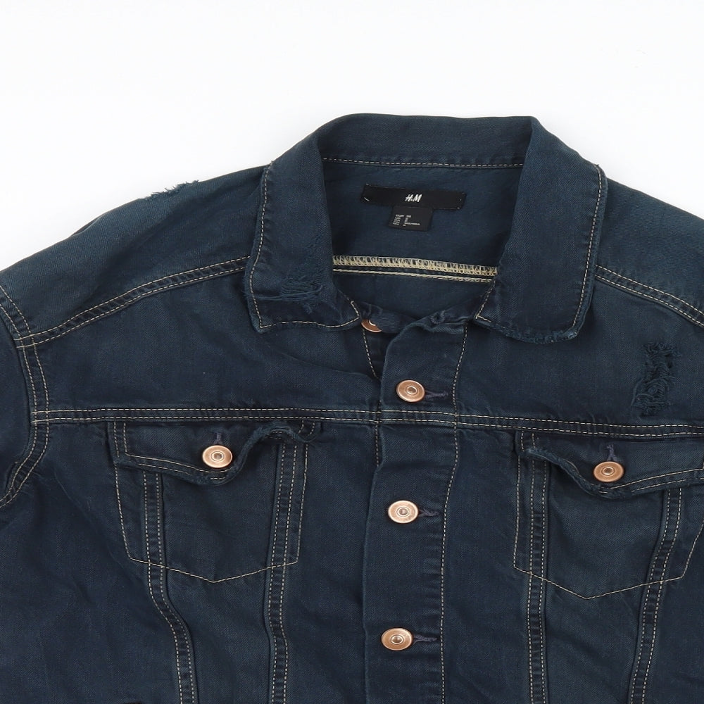 H&M Womens Blue  Denim Jacket  Size 10  - Ripped