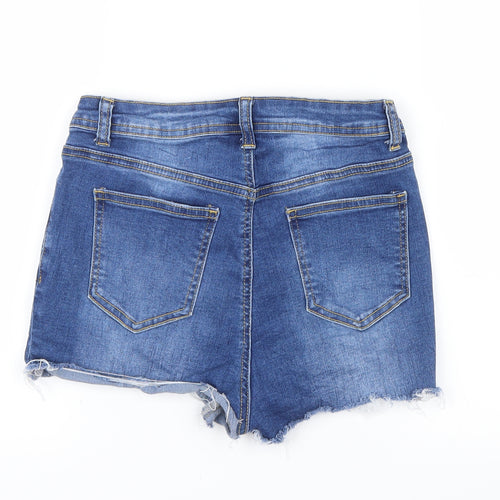 SheIn Womens Blue  Denim Hot Pants Shorts Size S - Ripped