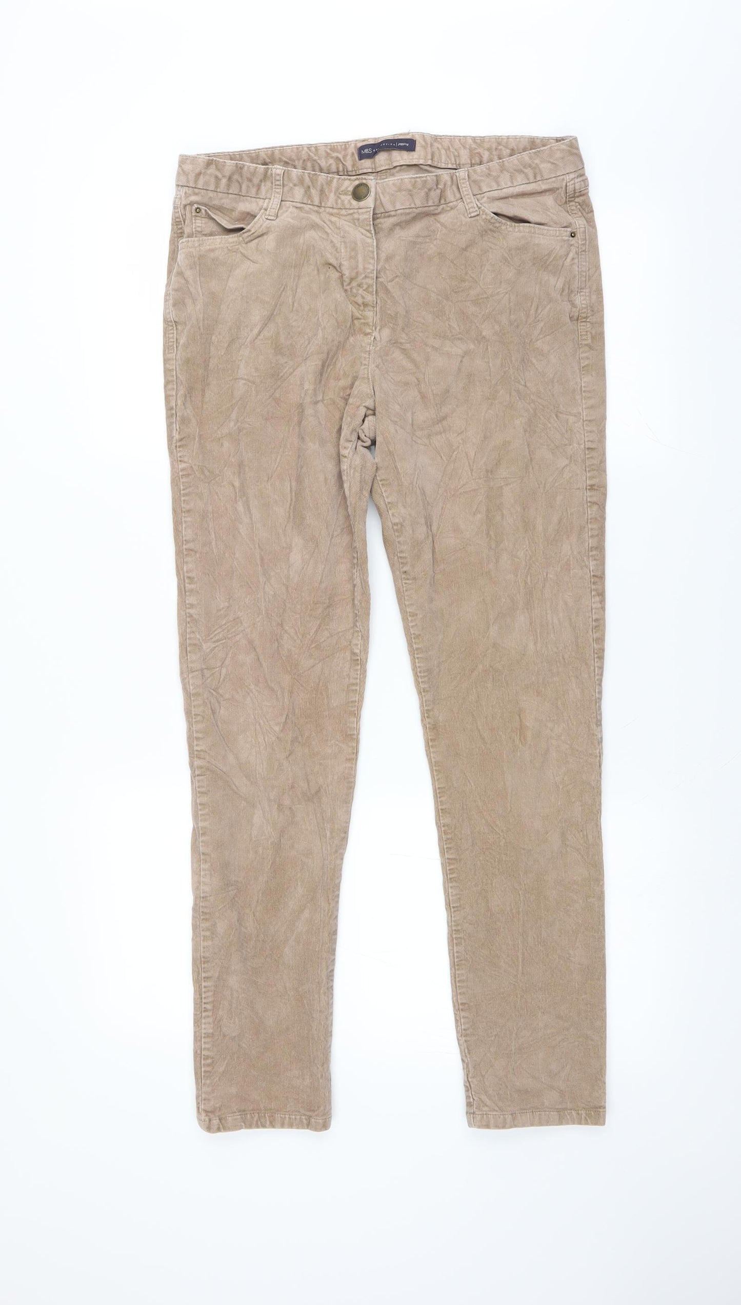 Marks and Spencer Womens Brown  Corduroy Trousers  Size 14 L29 in