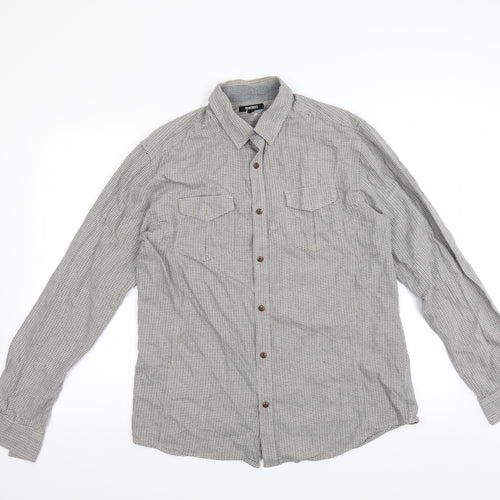 Peacocks Mens Green Check   Button-Up Size L