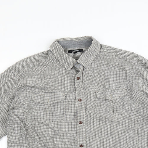 Peacocks Mens Green Check   Button-Up Size L