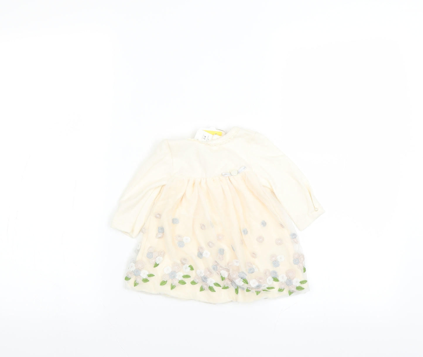 Preworn Girls Ivory Floral  Jumper Dress  Size 3-6 Months  - 2-4 months