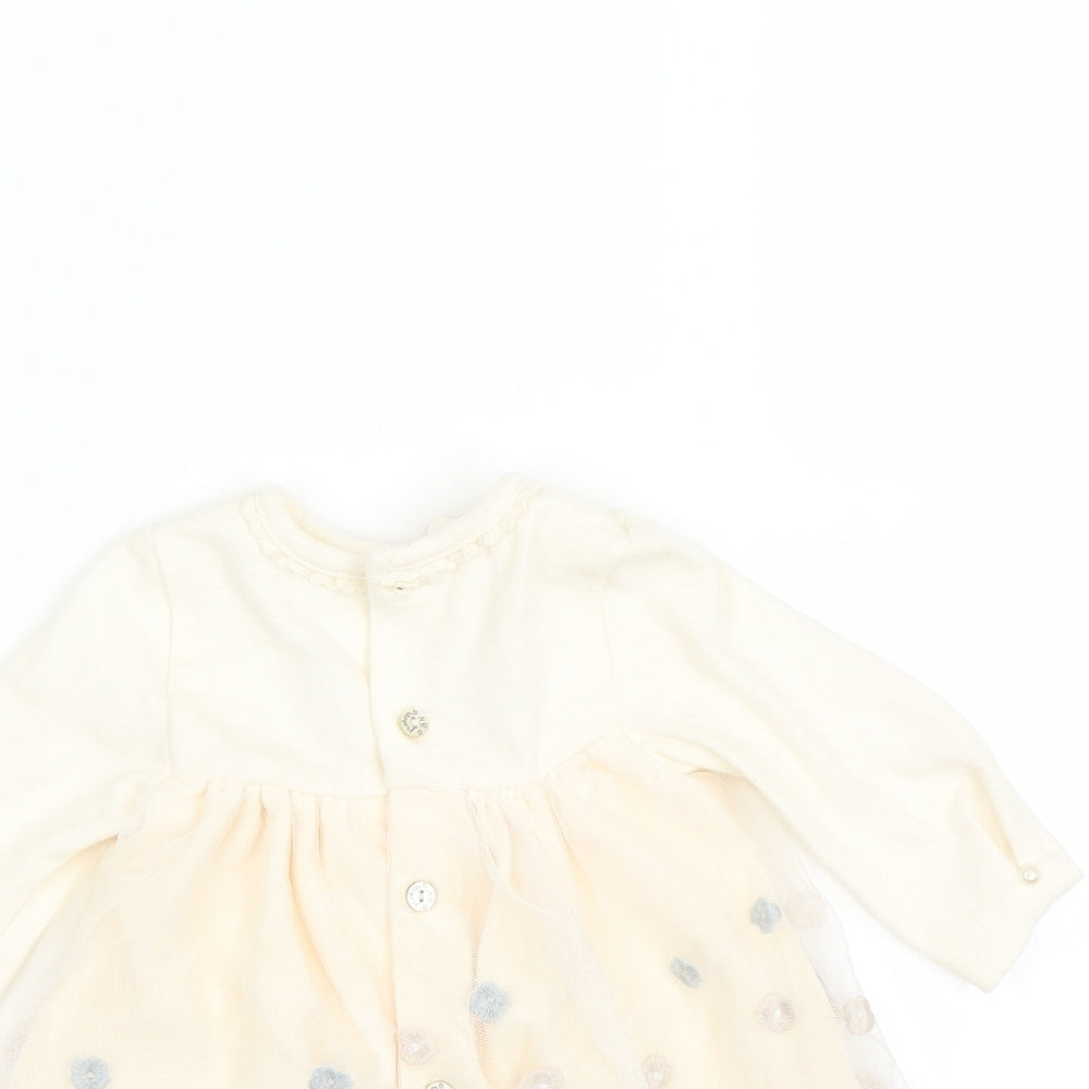 Preworn Girls Ivory Floral  Jumper Dress  Size 3-6 Months  - 2-4 months