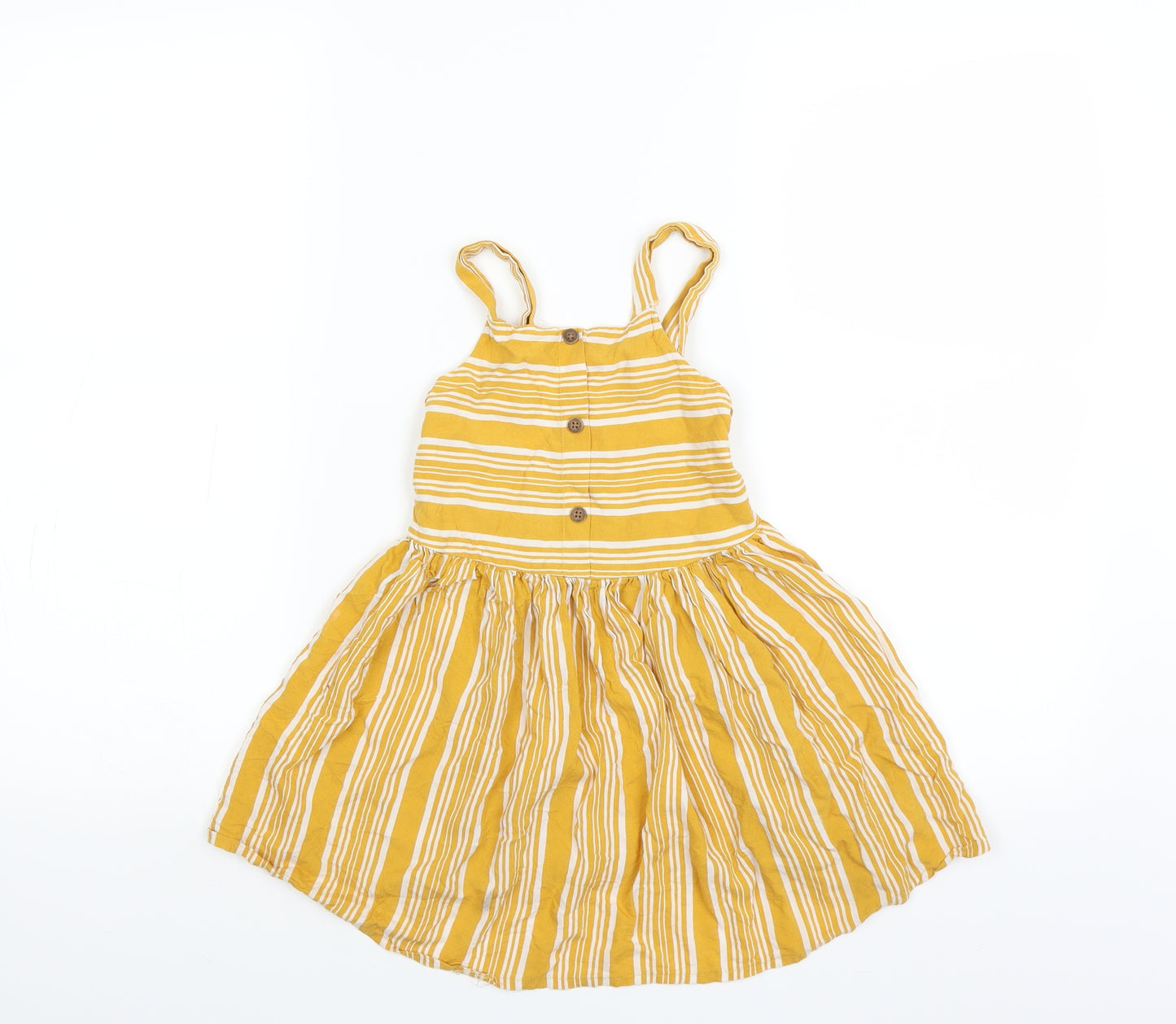 F&F Girls Yellow Striped  Fit & Flare  Size 5-6 Years
