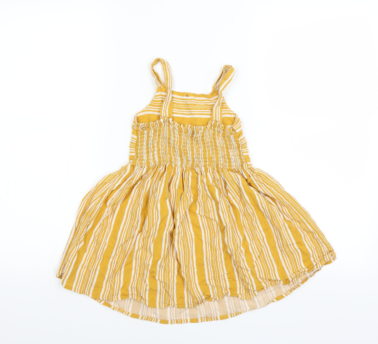 F&F Girls Yellow Striped  Fit & Flare  Size 5-6 Years