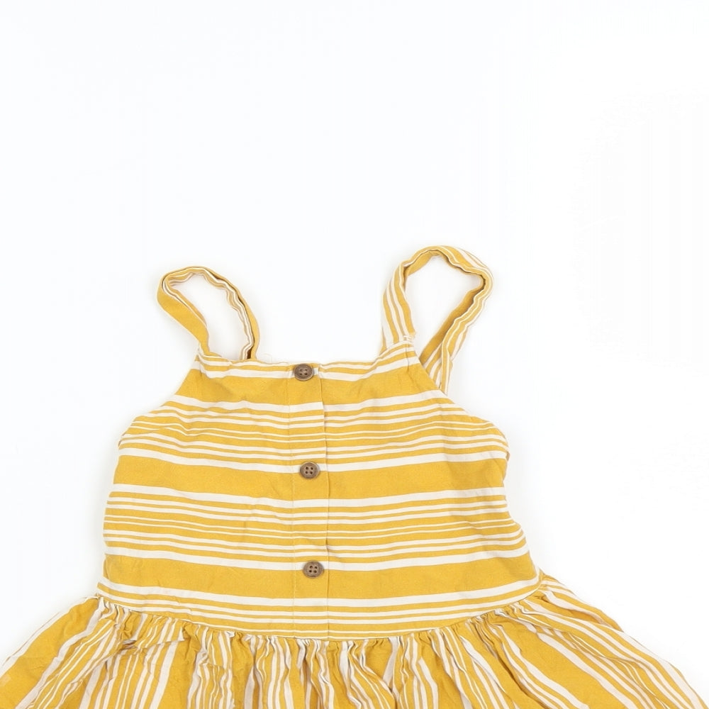 F&F Girls Yellow Striped  Fit & Flare  Size 5-6 Years