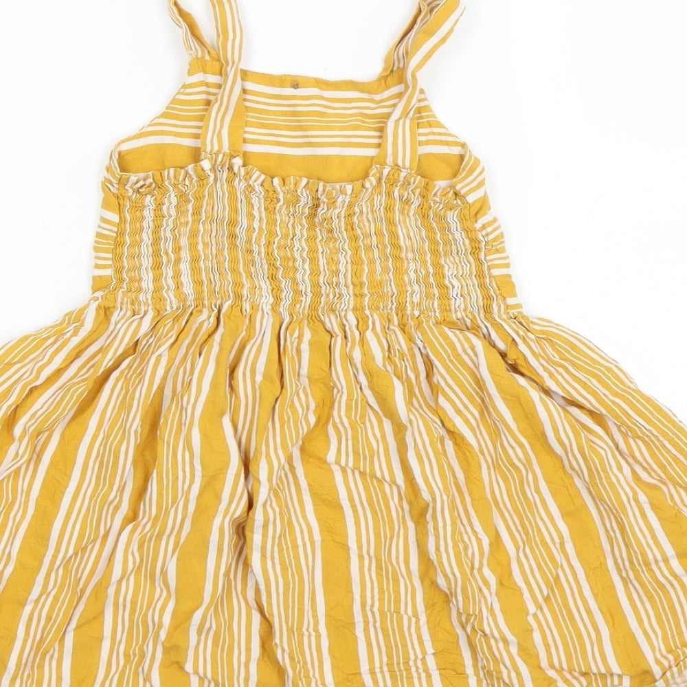 F&F Girls Yellow Striped  Fit & Flare  Size 5-6 Years