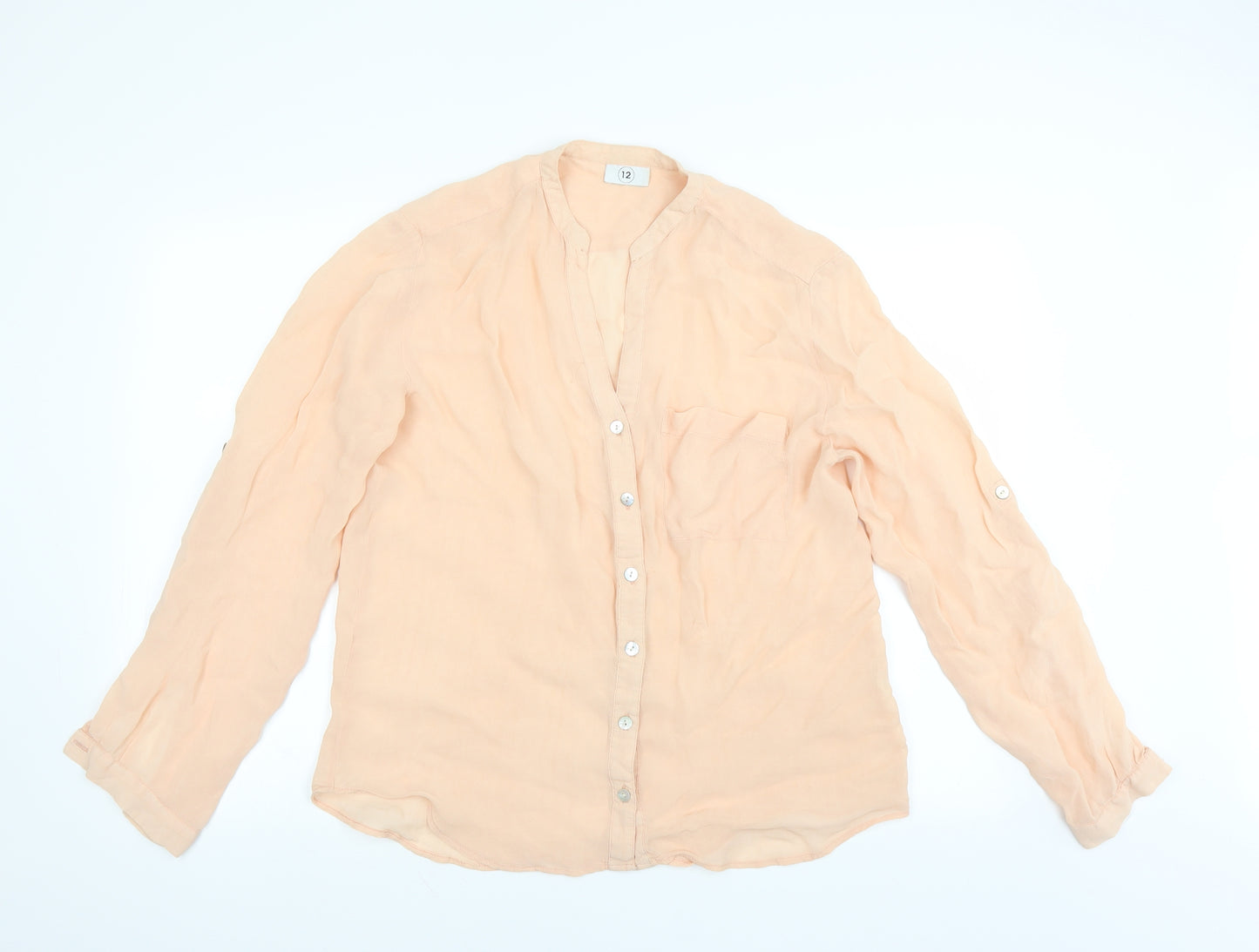Preworn Womens Orange   Basic Blouse Size 12  - coral