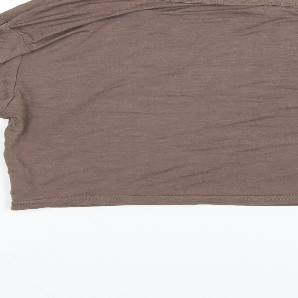 PRETTYLITTLETHING Womens Brown   Cropped T-Shirt Size 12