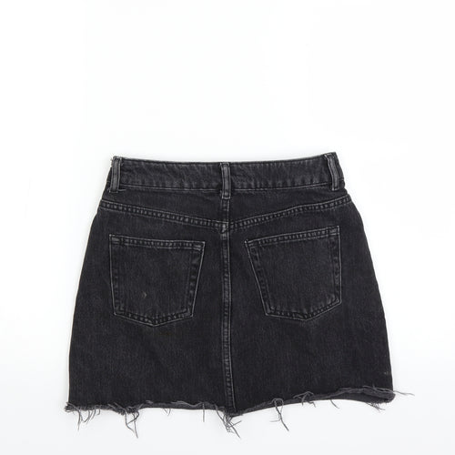 Topshop Womens Black  Denim Mini Skirt Size 8  - DISTRESSED