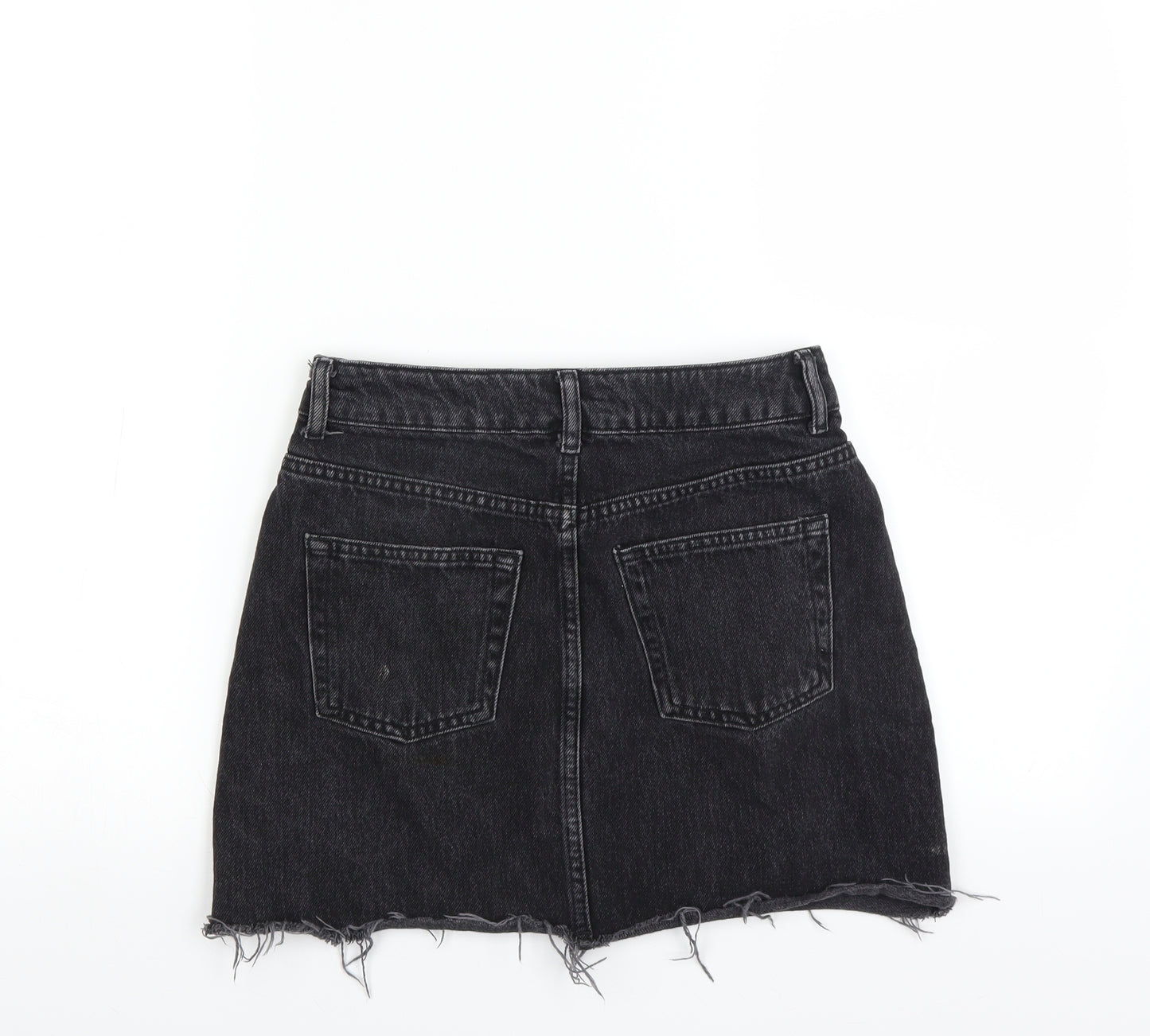 Topshop Womens Black  Denim Mini Skirt Size 8  - DISTRESSED