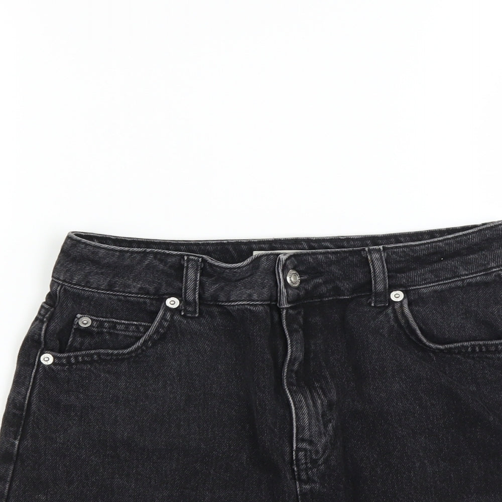 Topshop Womens Black  Denim Mini Skirt Size 8  - DISTRESSED