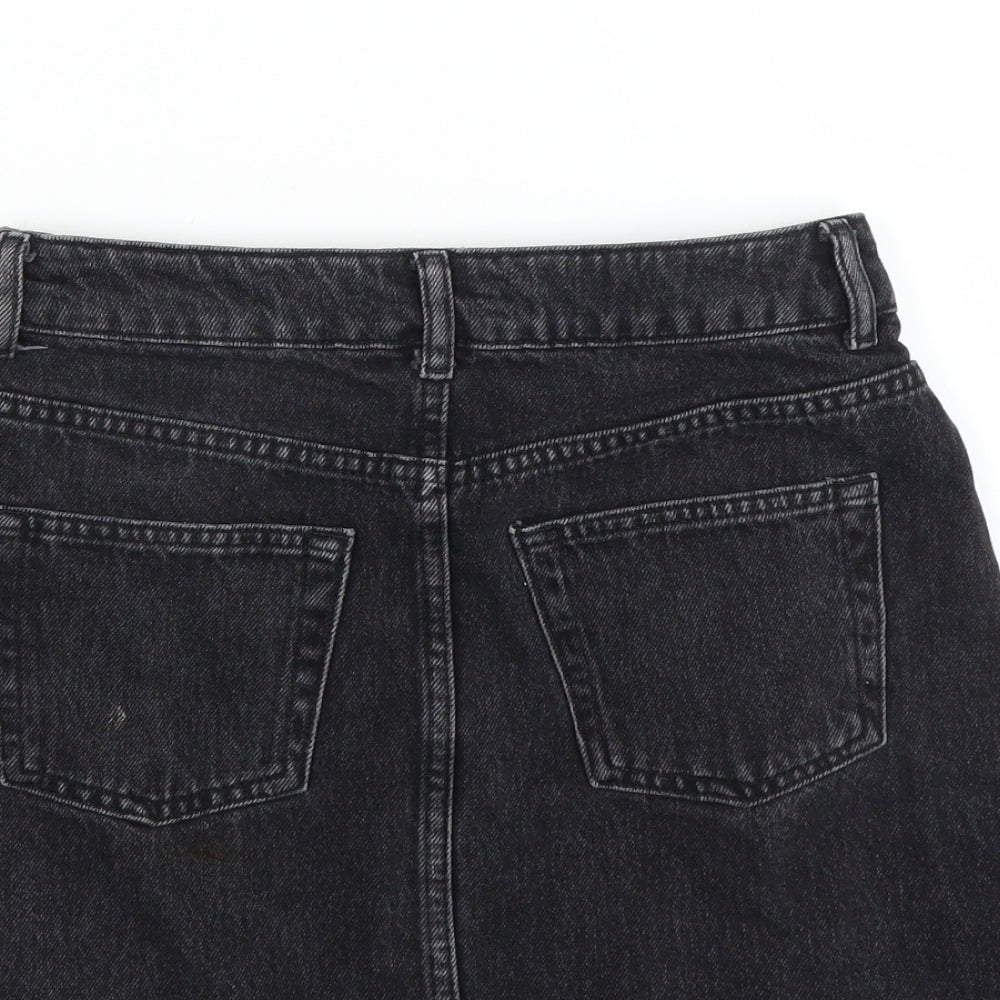 Topshop Womens Black  Denim Mini Skirt Size 8  - DISTRESSED