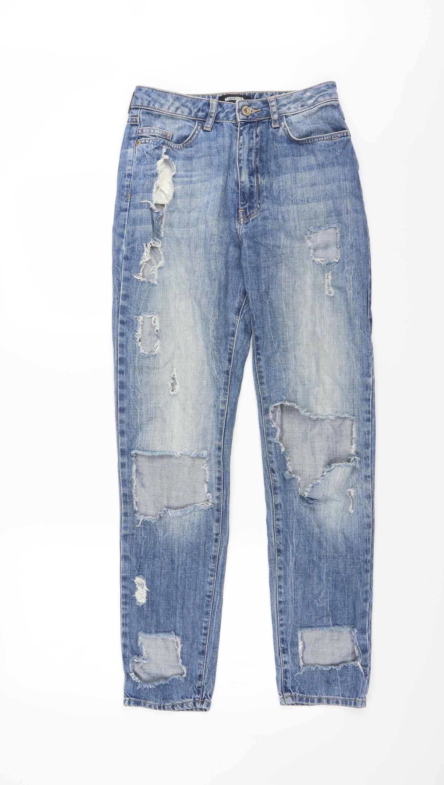 Missguided Womens Blue   Straight Jeans Size 6 L30 in - DISTRESSED