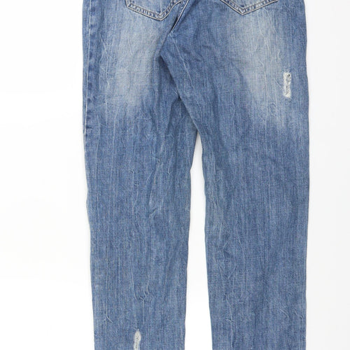 Missguided Womens Blue   Straight Jeans Size 6 L30 in - DISTRESSED