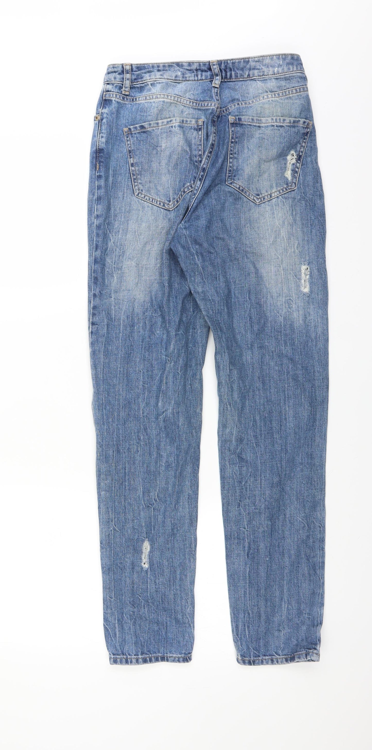 Missguided Womens Blue   Straight Jeans Size 6 L30 in - DISTRESSED