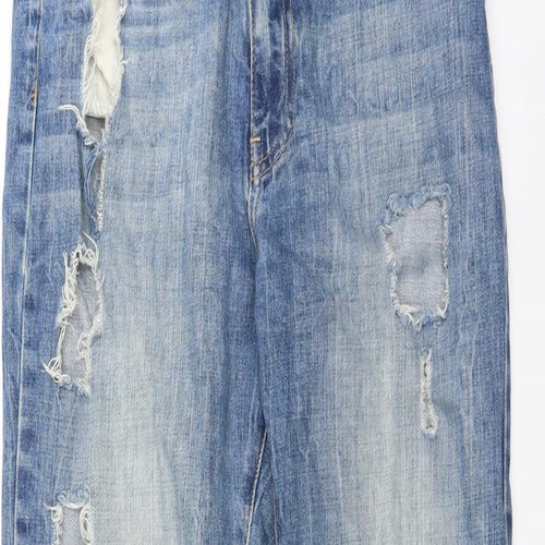 Missguided Womens Blue   Straight Jeans Size 6 L30 in - DISTRESSED