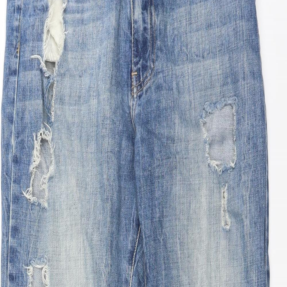 Missguided Womens Blue   Straight Jeans Size 6 L30 in - DISTRESSED