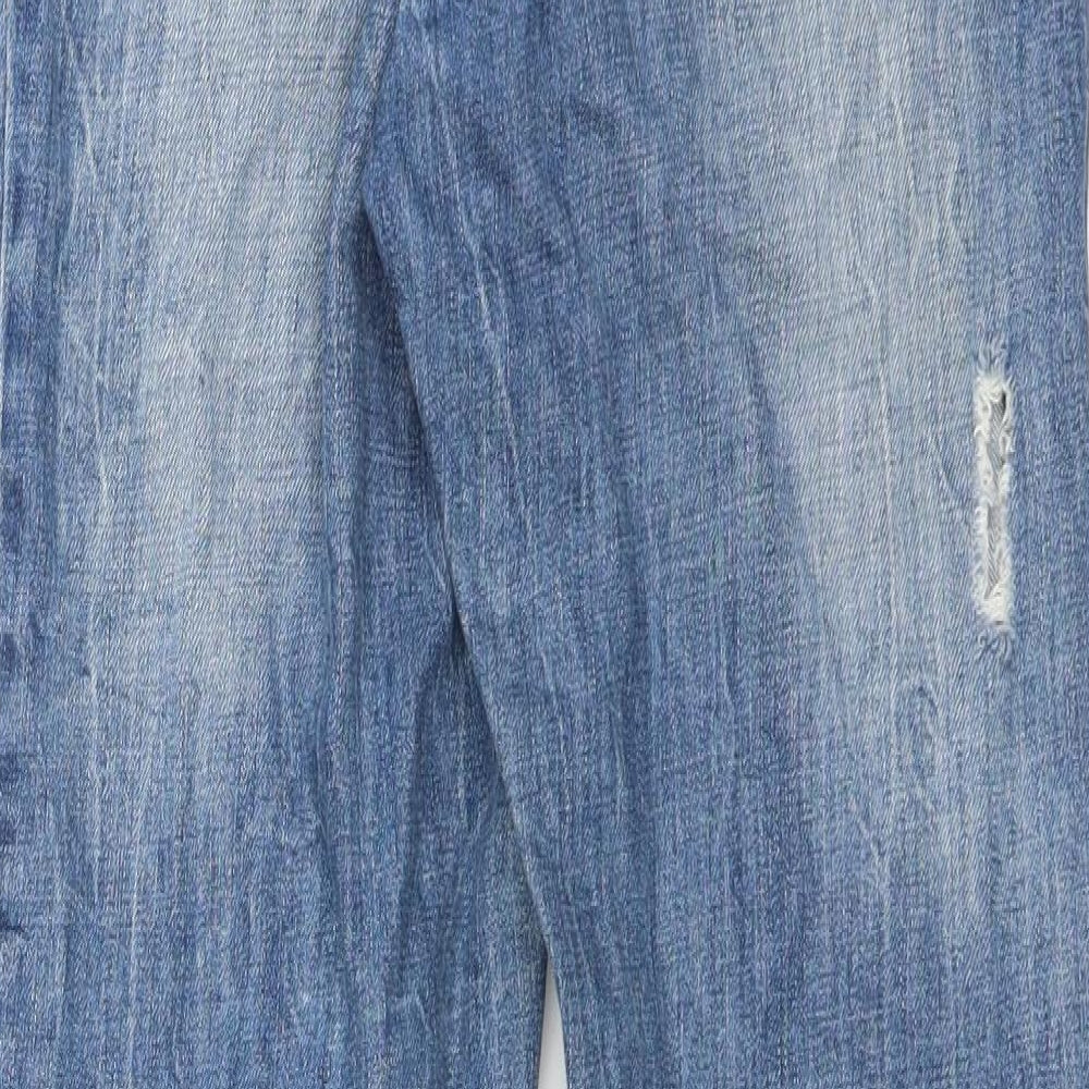 Missguided Womens Blue   Straight Jeans Size 6 L30 in - DISTRESSED