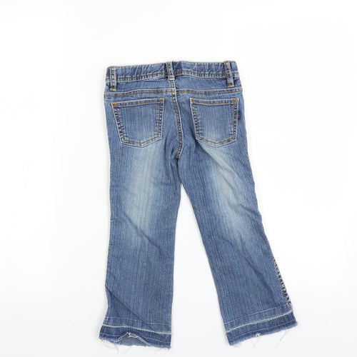 Pumpkin Patch Girls Blue   Straight Jeans Size 4 Years - distressed hem sequins