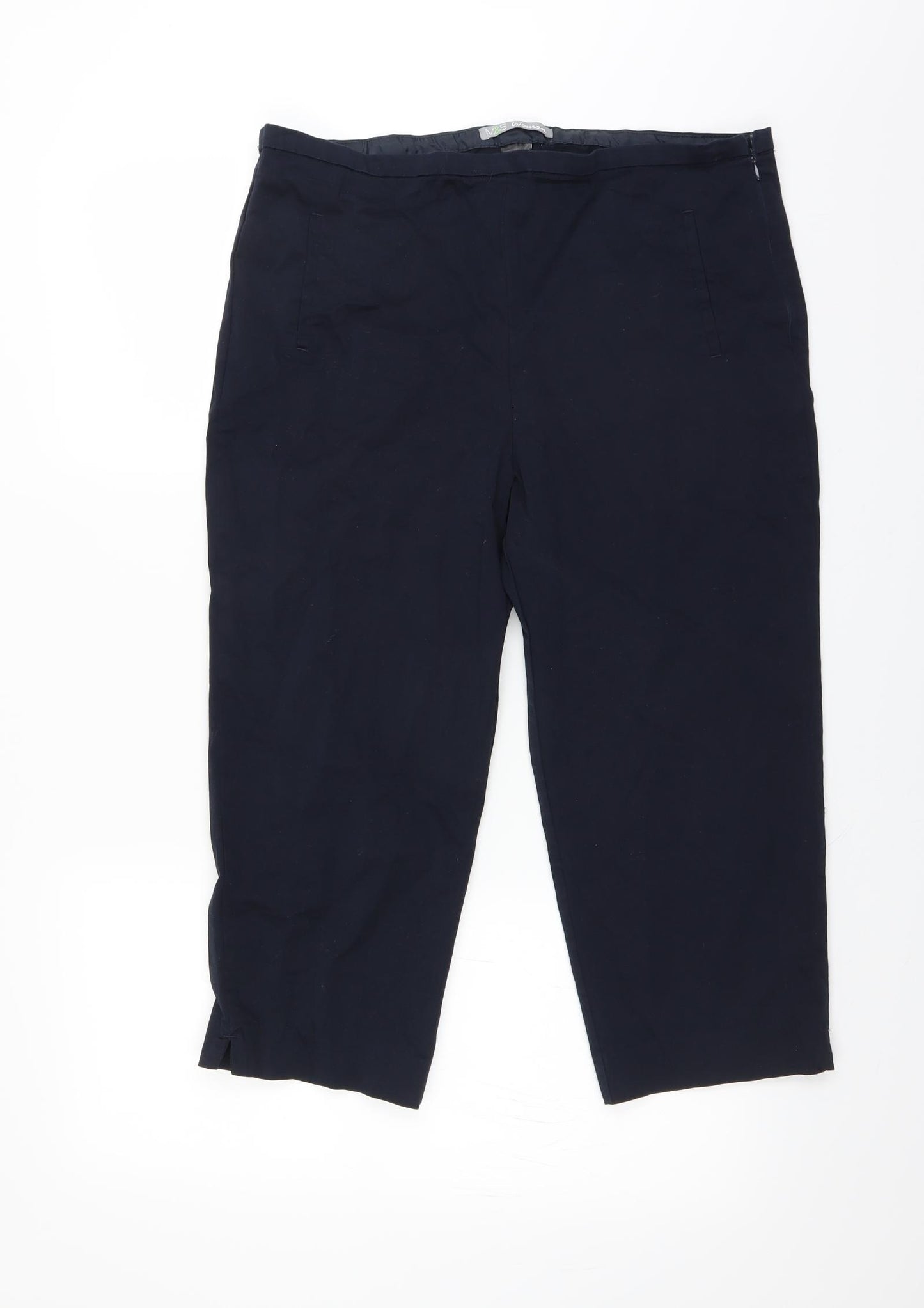 Marks and Spencer Womens Blue   Cropped Trousers Size 16 L20 in