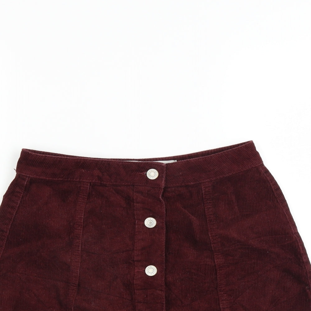 Primark Womens Red  Corduroy Mini Skirt Size 8