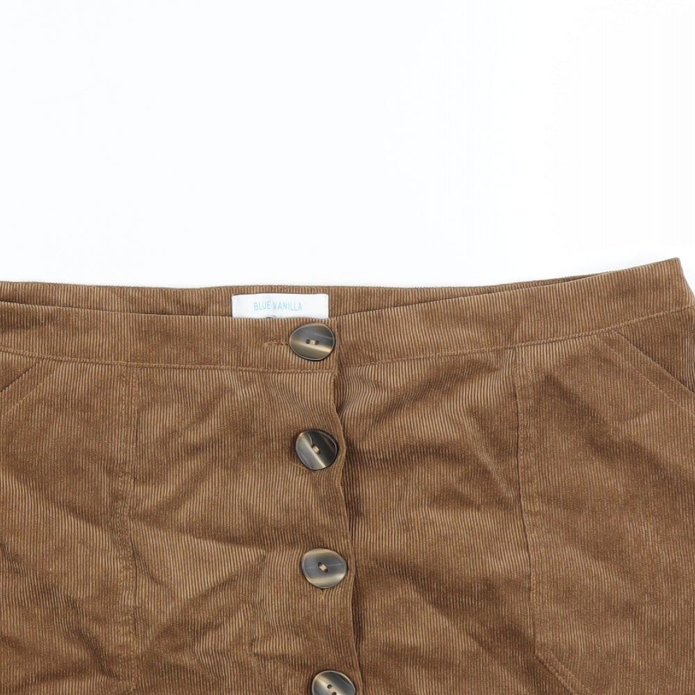 Blue Vanilla Womens Brown  Corduroy Mini Skirt Size 14