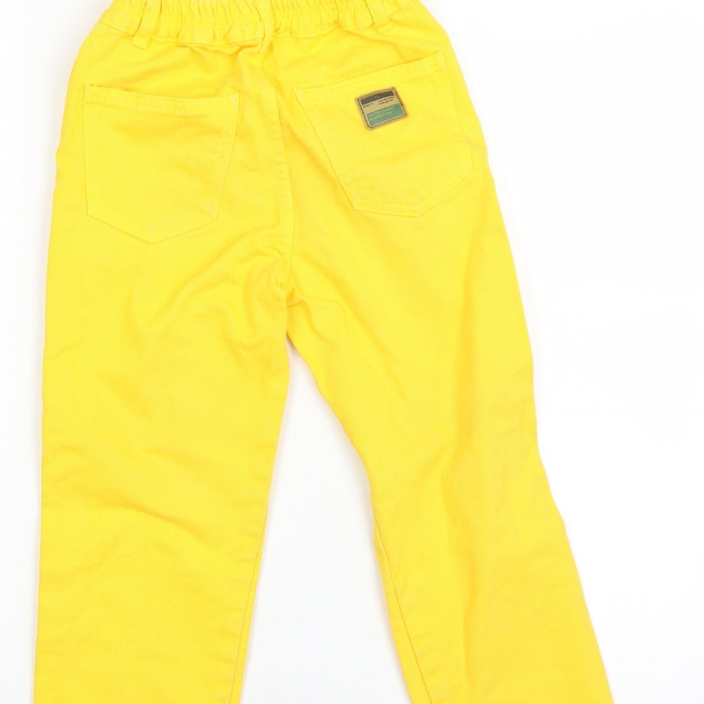 United Colors of Benetton Boys Yellow  Denim Straight Jeans Size 6 Years
