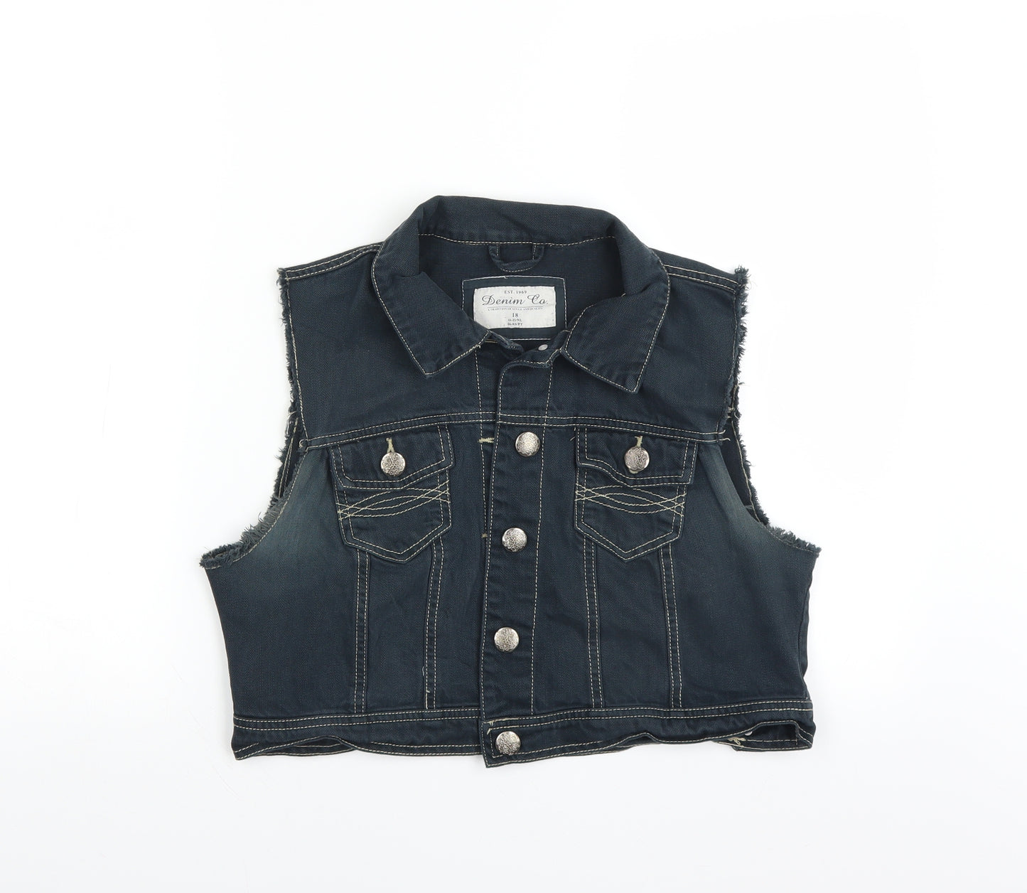 Primark Womens Blue  Denim Jacket  Size 18  - CROPPED sleeveless