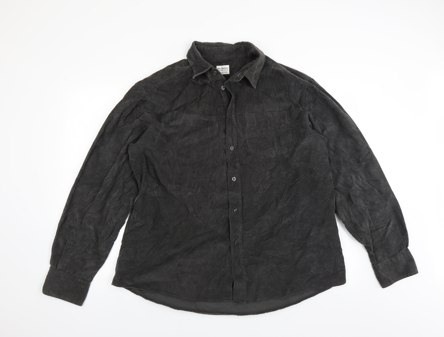 Marks and Spencer Mens Grey  Corduroy  Button-Up Size XL