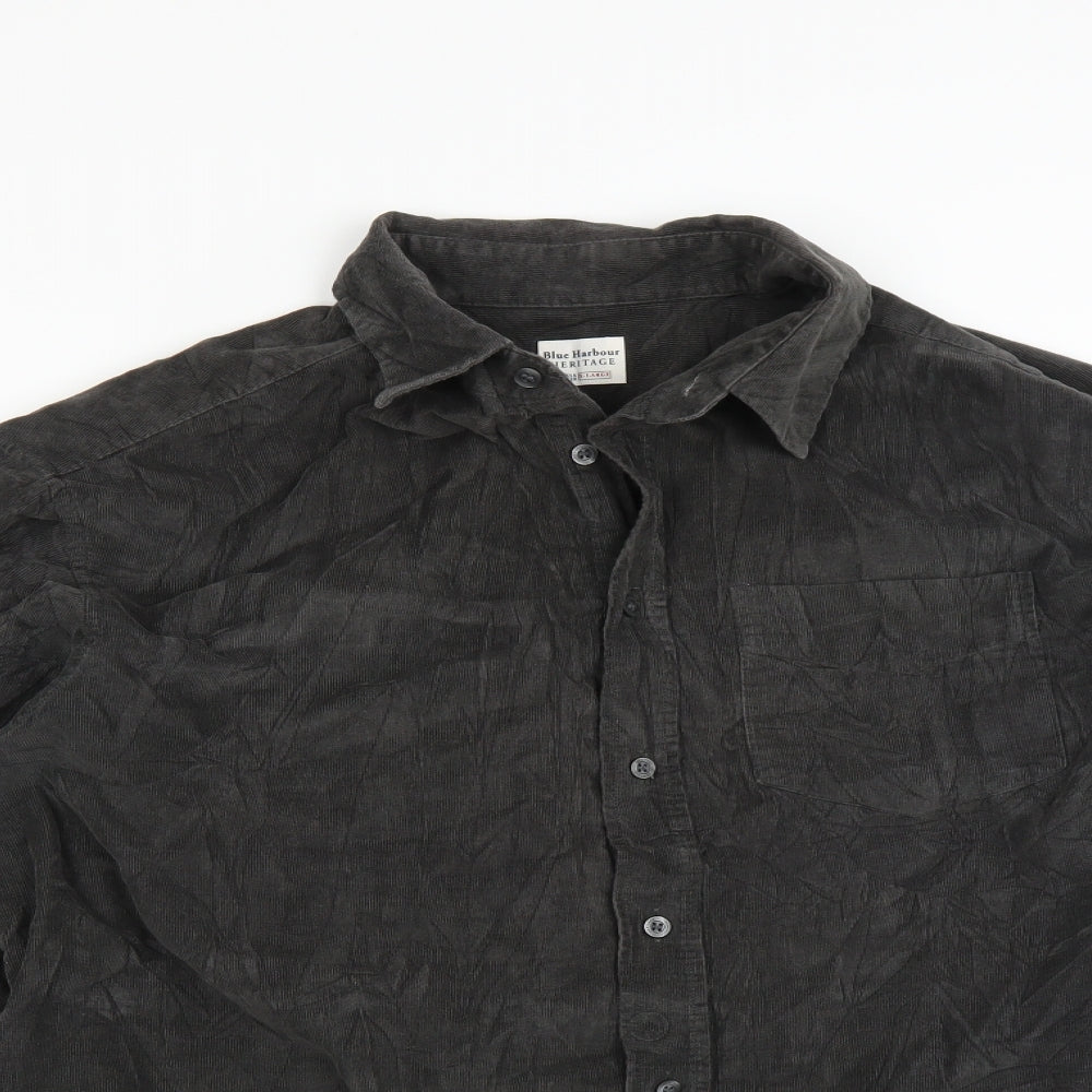Marks and Spencer Mens Grey  Corduroy  Button-Up Size XL