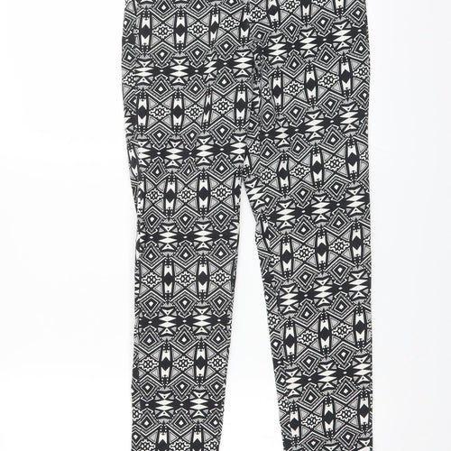 Divided by H&M Womens Black Geometric  Trousers  Size 10 L28 in