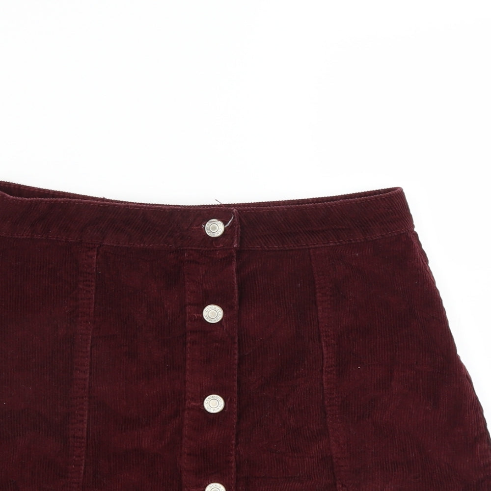 Primark Womens Purple  Corduroy Mini Skirt Size 10  - burgundy