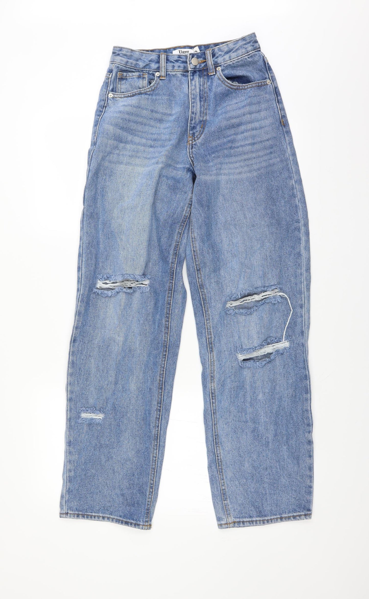 Tiger Mist Womens Blue  Denim Mom Jeans Size XS L31 in - DISTRESSED