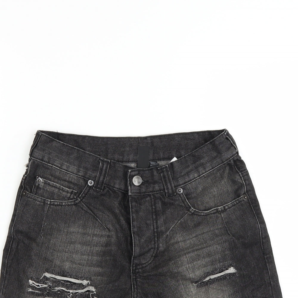 Topman Mens Black   Bermuda Shorts Size 28 in - DISTRESSED