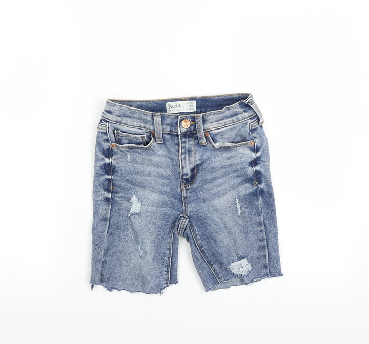 Mudd Womens Blue Bermuda Shorts Size 4 - DISTRESSED