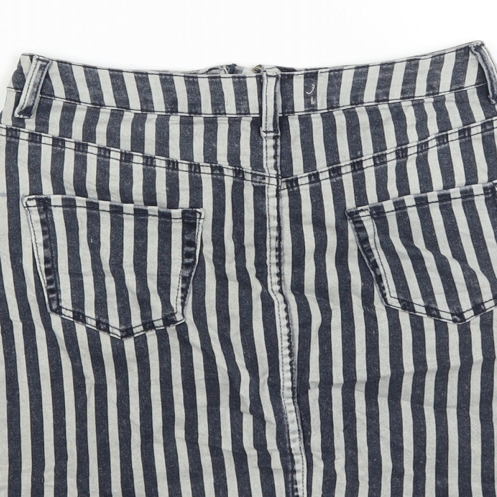 Primark Womens Blue Striped  Mini Skirt Size 6