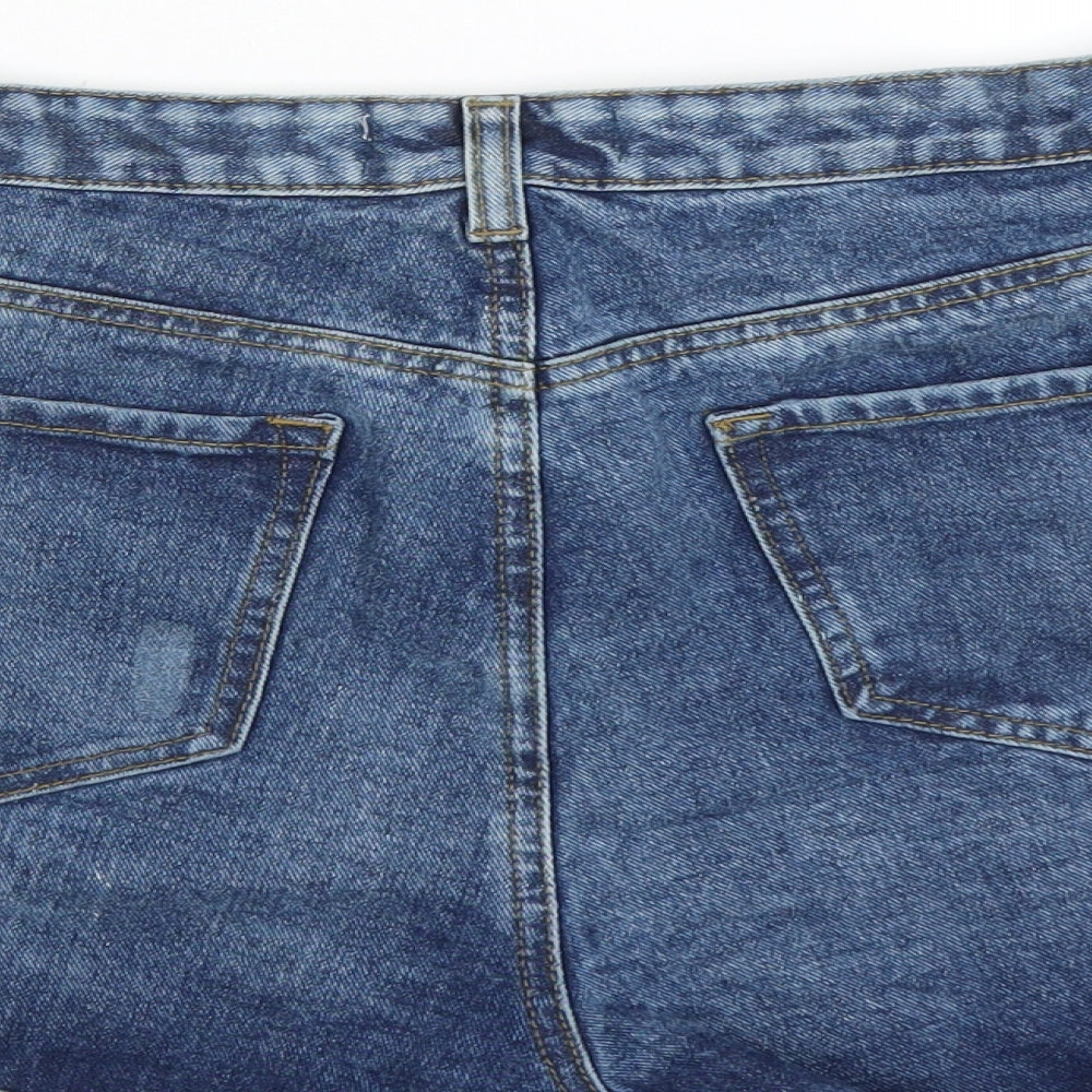 Primark Womens Blue  Denim Hot Pants Shorts Size 16 - DISTRESSED