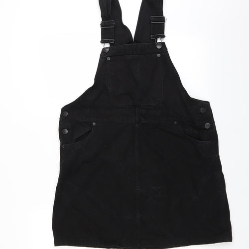 Monki Womens Black  Denim Pinafore/Dungaree Dress  Size M