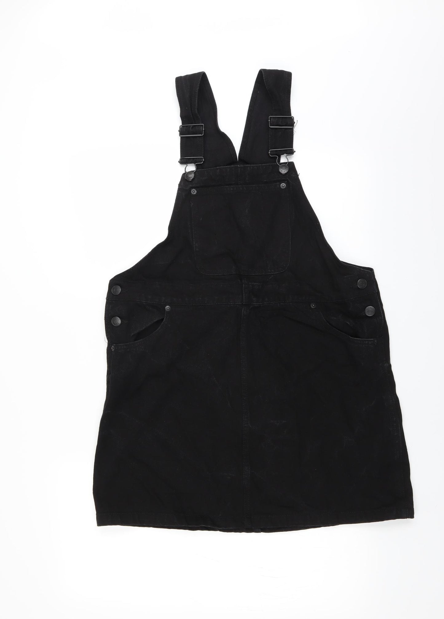 Monki Womens Black  Denim Pinafore/Dungaree Dress  Size M