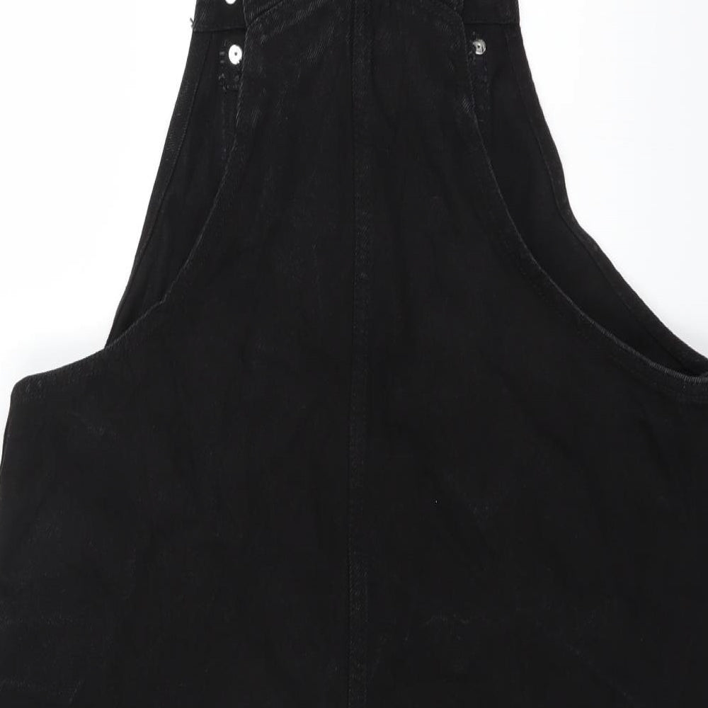 Monki Womens Black  Denim Pinafore/Dungaree Dress  Size M