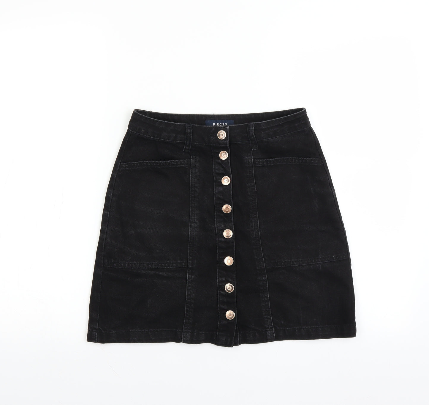 Pieces Womens Black  Denim Mini Skirt Size XS