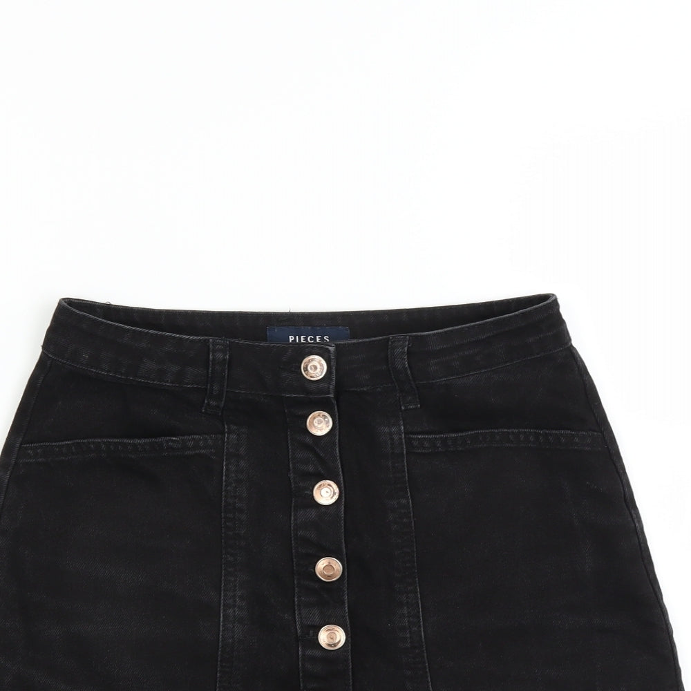 Pieces Womens Black  Denim Mini Skirt Size XS